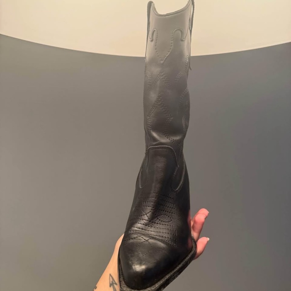 L'INTERVALLE Black Heeled Cowboy Boots - Picture 4 of 4